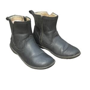 UGG Neevah Shearling Sherpa-Lined Leather Ankle Boot in Black Winter Zip- Size 8